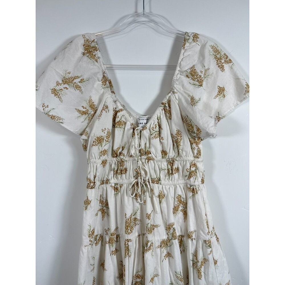 Sabo Skirt Floral Mini Dress Small Ruffled Tiered Babydoll Summer Lined Size S - Picture 2 of 11